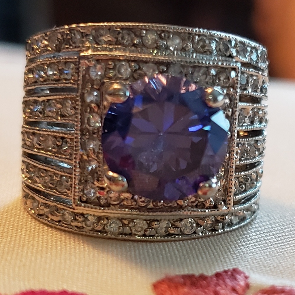 Tanzanite colored stone set in sterling silver
